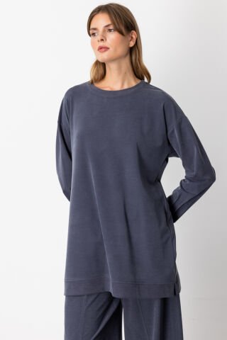 On Sıfır Yaka Tunik Lacivert