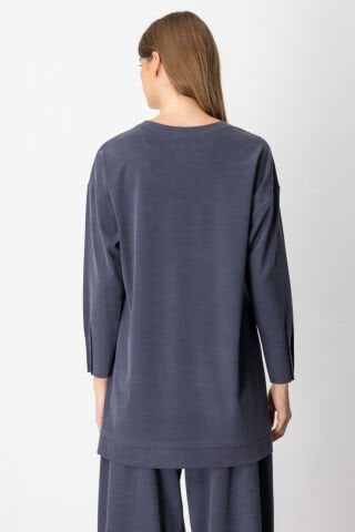 On Sıfır Yaka Tunik Lacivert