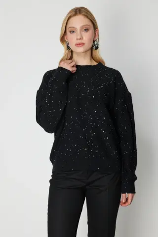 On Simli Kumaş Sıfır Yaka Triko Kazak