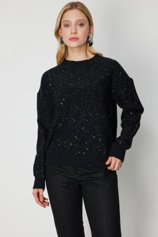 On Simli Kumaş Sıfır Yaka Triko Kazak