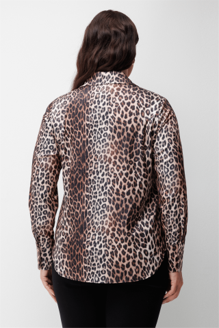 Ekol Leopar Desenli Polo Yaka Gömlek Leopar