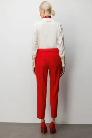 Ekol Dar Paça Dikiş Detaylı Pantolon Kırmızı
