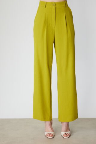 On Pileli Bol Paça Pantolon Olive