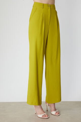 On Pileli Bol Paça Pantolon Olive