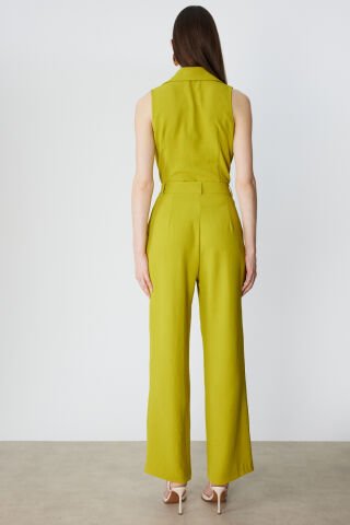 On Pileli Bol Paça Pantolon Olive