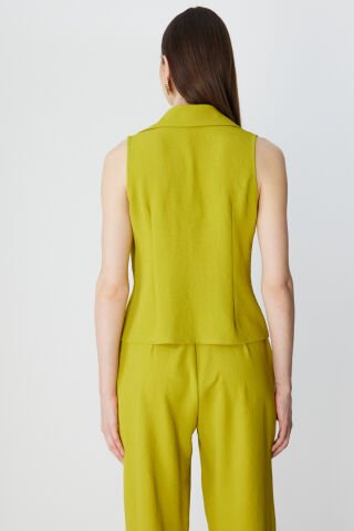 On Önü Bağlamalı Dikişli Kolsuz Bluz Olive