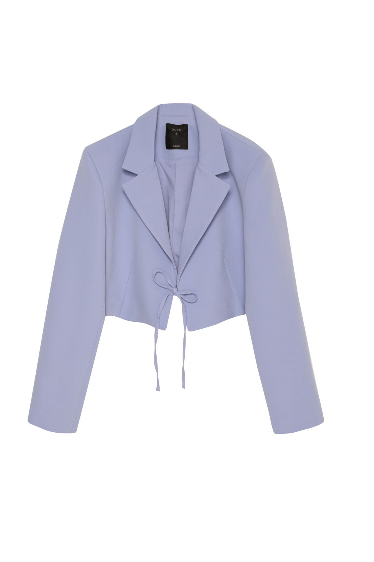 QUZU Kruvaze Crop Blazer Ceket M - MAVİ