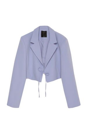 QUZU Kruvaze Crop Blazer Ceket M - MAVİ