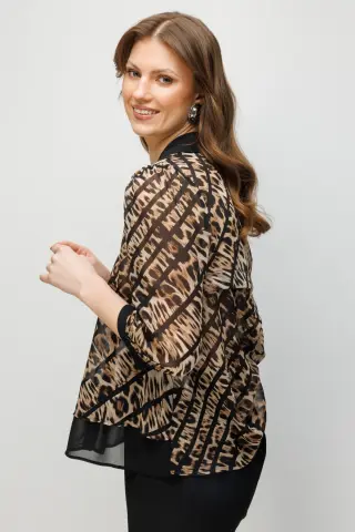 On Desenli Truvakar Kol Gömlek Kahve