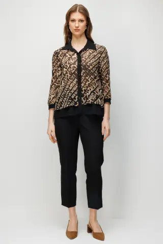 On Desenli Truvakar Kol Gömlek Kahve