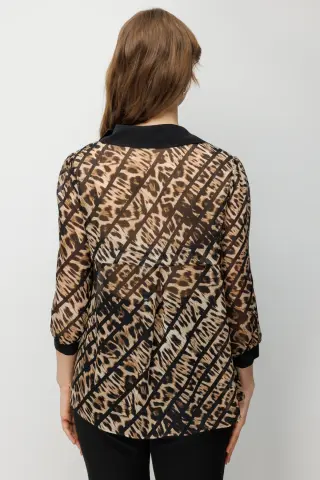 On Desenli Truvakar Kol Gömlek Kahve