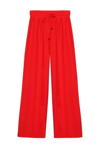 Beli Lastikli Bol Paça Pantolon Pembe S - KIRMIZI