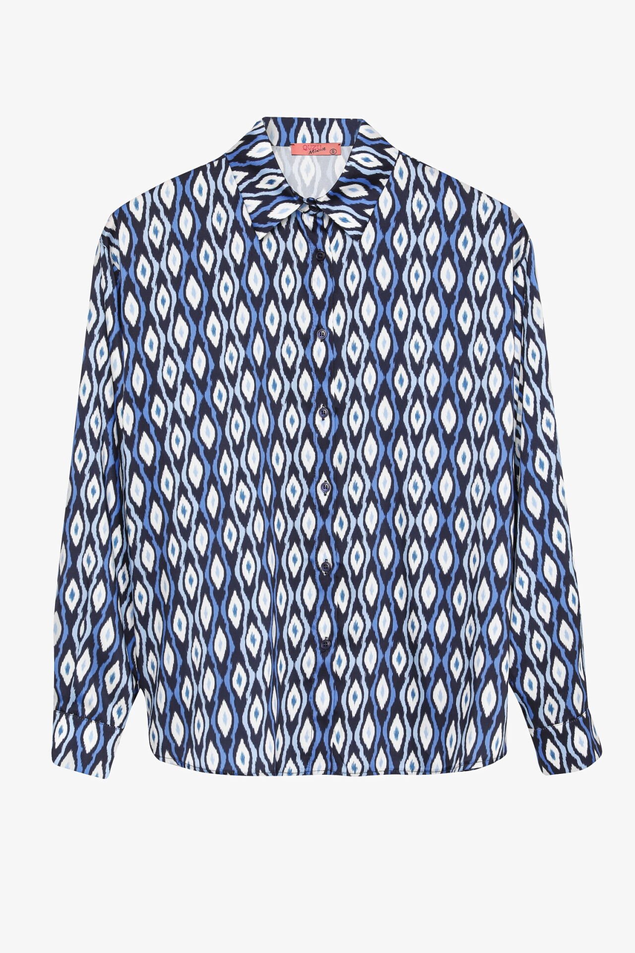 QUZU Geometrik Desenli Gömlek Mavi