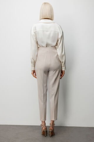 Ekol Düz Kesim Yüksek Bel Pantolon Kum