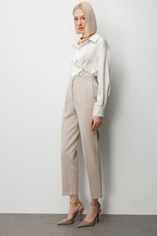 Ekol Düz Kesim Yüksek Bel Pantolon Kum
