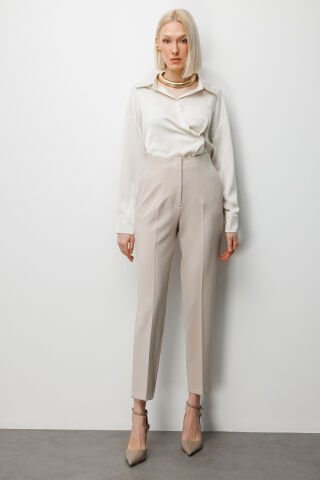 Ekol Düz Kesim Yüksek Bel Pantolon Kum