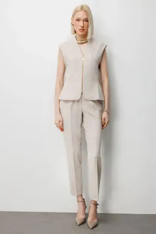 Ekol Düz Kesim Yüksek Bel Pantolon Kum