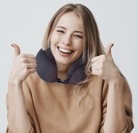 Viscohappy Ortopedik Visco Seyahat Boyun Yastığı                                                                 Hafızalı Sünger, Çıkarılabilir Kılıf (Siyah)