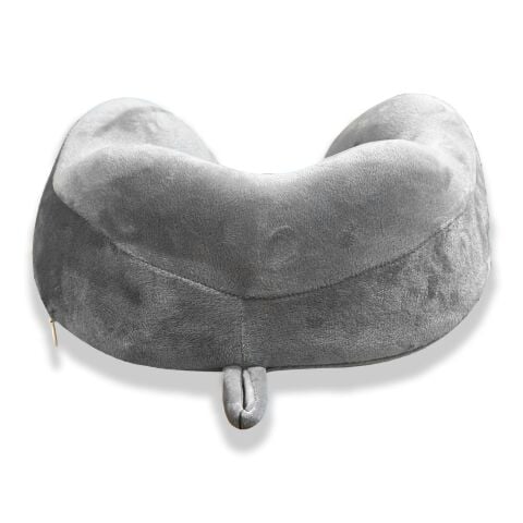 VISCOHAPPY Ortopedik Visco Seyahat Boyun Yastığı                                                                 Hafızalı Sünger, Çıkarılabilir Kılıf (GRİ)