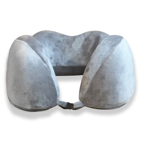 VISCOHAPPY Ortopedik Visco Seyahat Boyun Yastığı                                                                 Hafızalı Sünger, Çıkarılabilir Kılıf (GRİ)