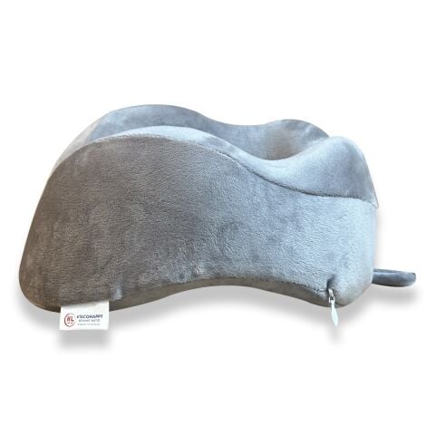 VISCOHAPPY Ortopedik Visco Seyahat Boyun Yastığı                                                                 Hafızalı Sünger, Çıkarılabilir Kılıf (GRİ)