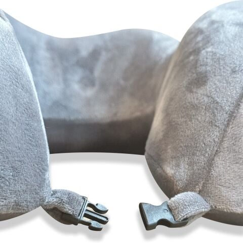 VISCOHAPPY Ortopedik Visco Seyahat Boyun Yastığı                                                                 Hafızalı Sünger, Çıkarılabilir Kılıf (GRİ)