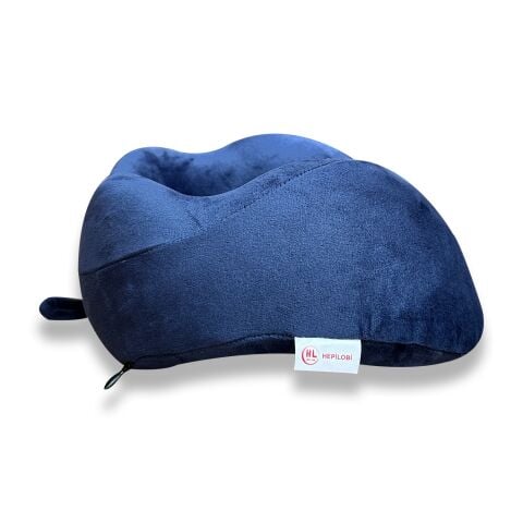 VISCOHAPPY Ortopedik Visco Seyahat Boyun Yastığı                                                                 Hafızalı Sünger, Çıkarılabilir Kılıf (LACİVERT)