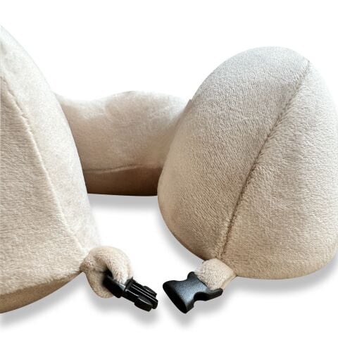 VISCOHAPPY Ortopedik Visco Seyahat Boyun Yastığı                                                                 Hafızalı Sünger, Çıkarılabilir Kılıf (BEJ)