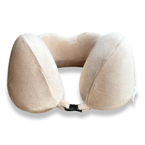 VISCOHAPPY Ortopedik Visco Seyahat Boyun Yastığı                                                                 Hafızalı Sünger, Çıkarılabilir Kılıf (BEJ)