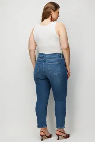 Ekol Beş Cep Dar Paça Kot Pantolon BLUE - 44
