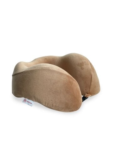 VISCOHAPPY Ortopedik Visco Seyahat Boyun Yastığı                                                                 Hafızalı Sünger, Çıkarılabilir Kılıf (CAMEL)