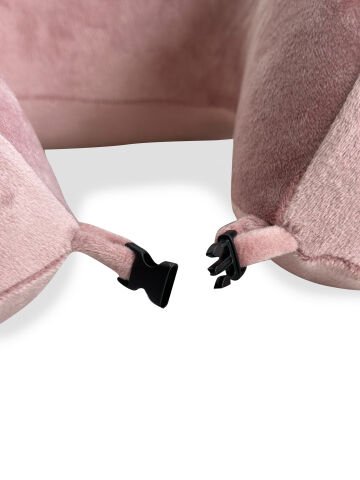 VISCOHAPPY Ortopedik Visco Seyahat Boyun Yastığı                                                                 Hafızalı Sünger, Çıkarılabilir Kılıf (PUDRA PEMBE)