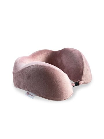 VISCOHAPPY Ortopedik Visco Seyahat Boyun Yastığı                                                                 Hafızalı Sünger, Çıkarılabilir Kılıf (PUDRA PEMBE)