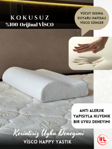 VİSCOHAPPY Boyun Destekli Medikal Ortopedik Exclusive %100 Visco Yastık 50x32x10-8 Cm BASİC