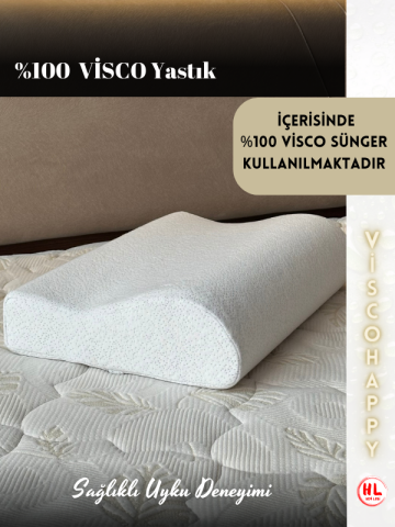VİSCOHAPPY Boyun Destekli Medikal Ortopedik Exclusive %100 Visco Yastık 50x32x10-8 Cm BASİC