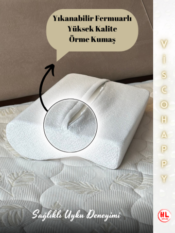 VİSCOHAPPY Boyun Destekli Medikal Ortopedik Exclusive %100 Visco Yastık 50x32x10-8 Cm BASİC