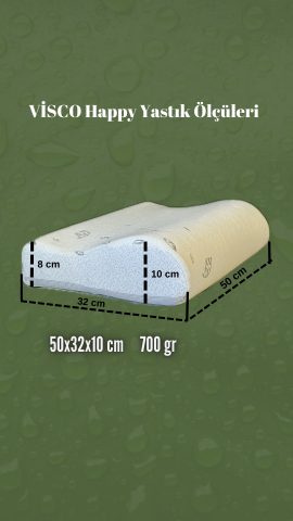 VİSCOHAPPY Boyun Destekli Medikal Ortopedik Exclusive %100 Visco Yastık 50x32x10-8 Cm PLUS