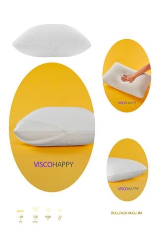 VİSCOHAPPY %100 Visco Kokusuz Tombul Yastık (DÖKME KALIP)                                        ortopedik Yastık 40x60x15 (MEMORY FOAM)