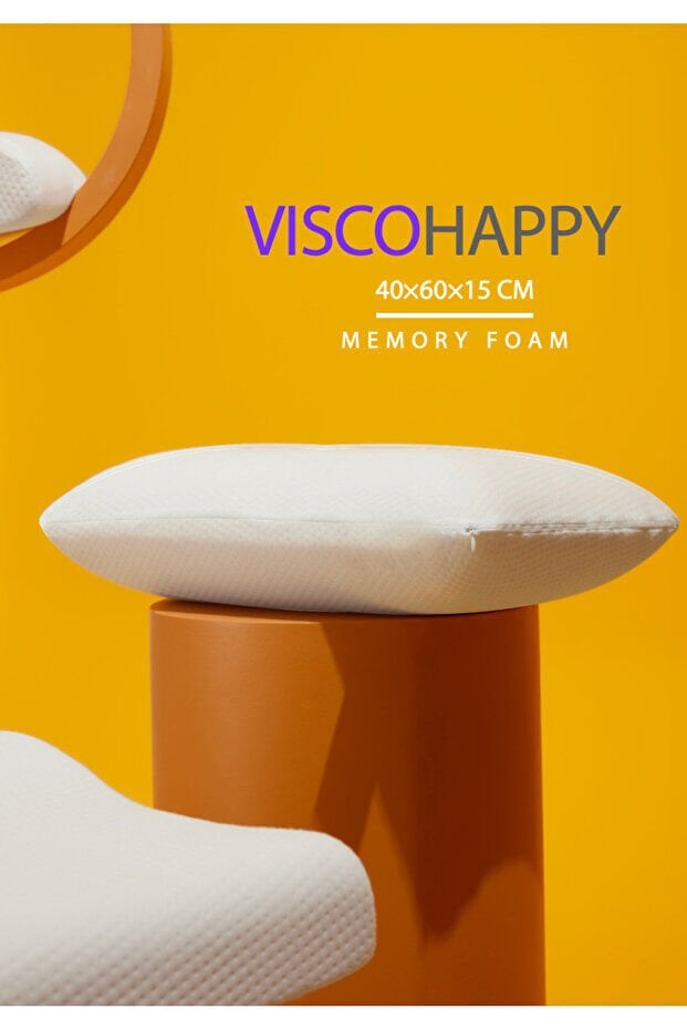 VİSCOHAPPY %100 Visco Kokusuz Tombul Yastık (DÖKME KALIP)                                        ortopedik Yastık 40x60x15 (MEMORY FOAM)