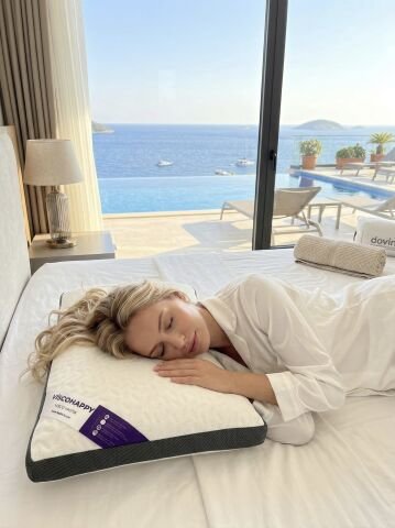 VİSCOHAPPY Auraluxe Visco Ortopedik Yastık %100 Dökme Kalıp Hafızalı Sünger 40x60x15 cm Klima Etkili Nefes Alabilen Kumaş.