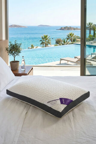 VİSCOHAPPY Auraluxe Visco Ortopedik Yastık %100 Dökme Kalıp Hafızalı Sünger 40x60x15 cm Klima Etkili Nefes Alabilen Kumaş.