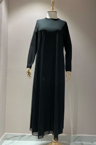 Astarlı Uzun Siyah Elbise