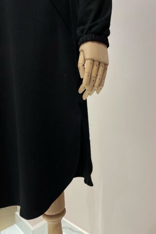 Lastik Kol Detay Tunik Siyah