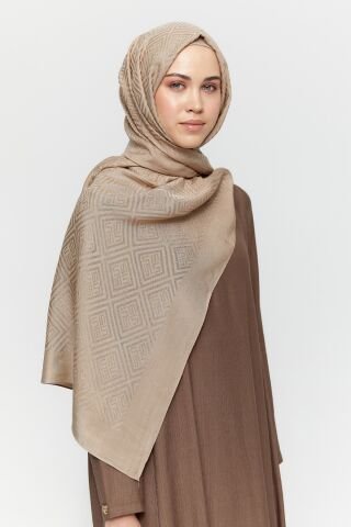 Setrms Logolu Jakarlı Modern Şal Vizon