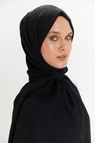 Setrms Logolu Jakarlı Modern Şal Vizon SİYAH