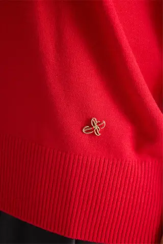 On Polo Yaka Truvakar Kol Triko Kazak KIRMIZI - M