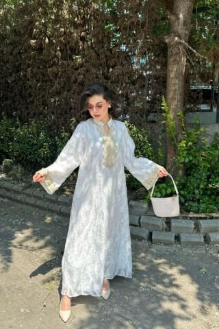 Gold Nakışlı Astarlı Abaya