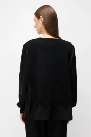On Mix Kumaş Beli Lastikli Bluz