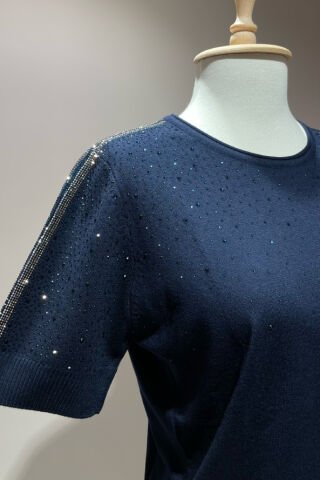 Taş İşlemeli Triko LACİVERT - 2XL