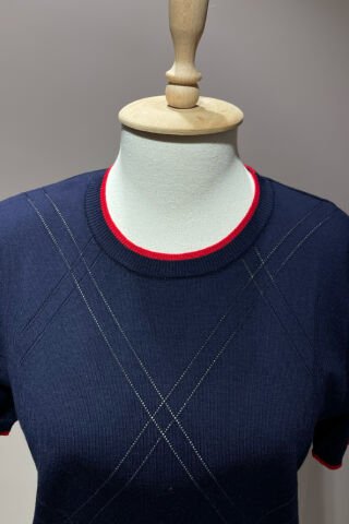 Bisiklet Yaka Düz Triko Lacivert